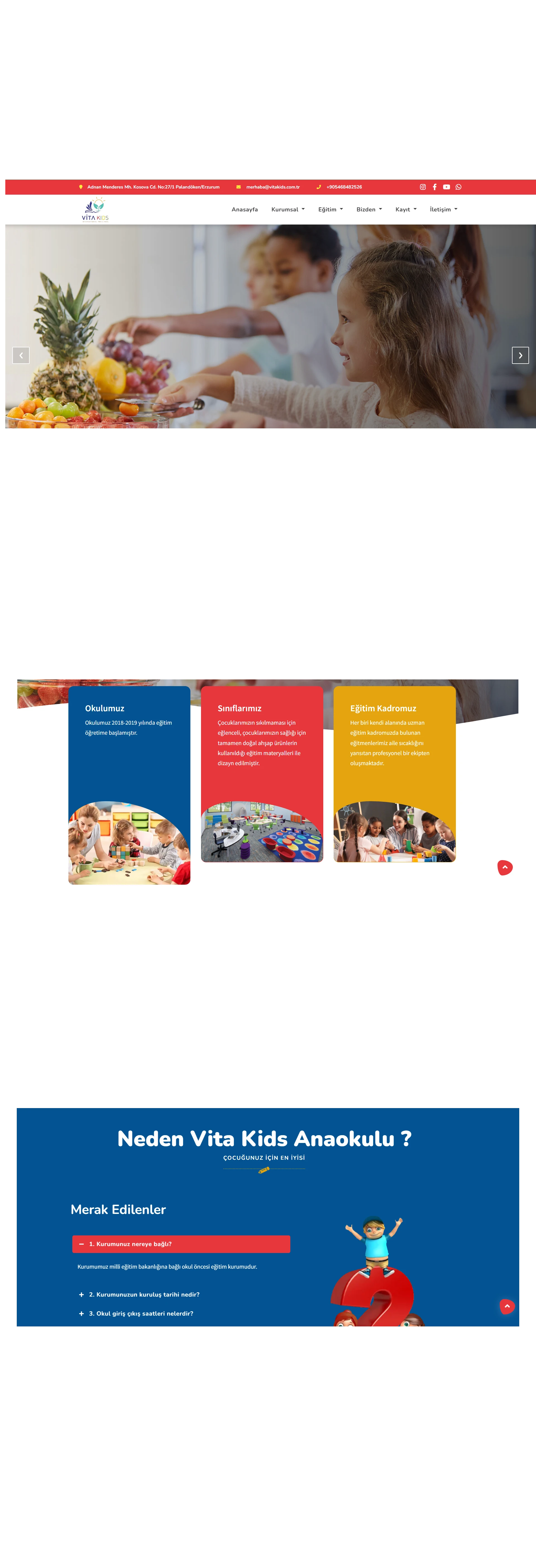 Vita Kids web sitesi proje görseli